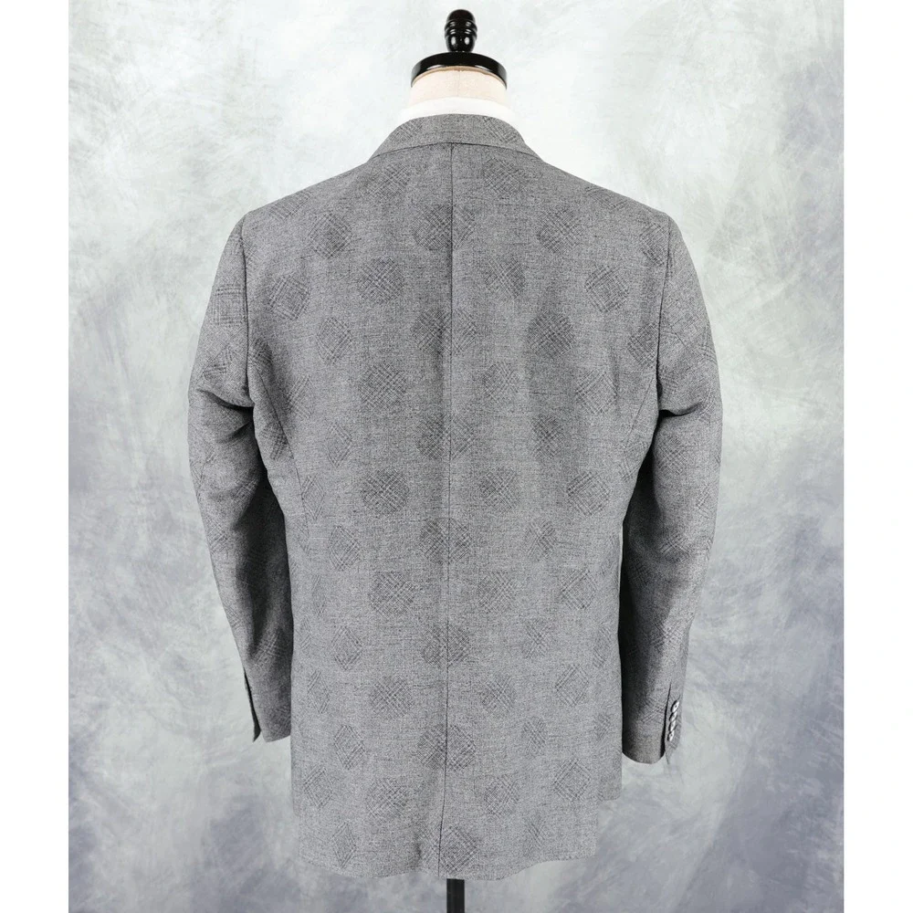 Robert Graham Sport Coat Blazer Mens 40R Classic Fit Linen Cotton Gray Plaid